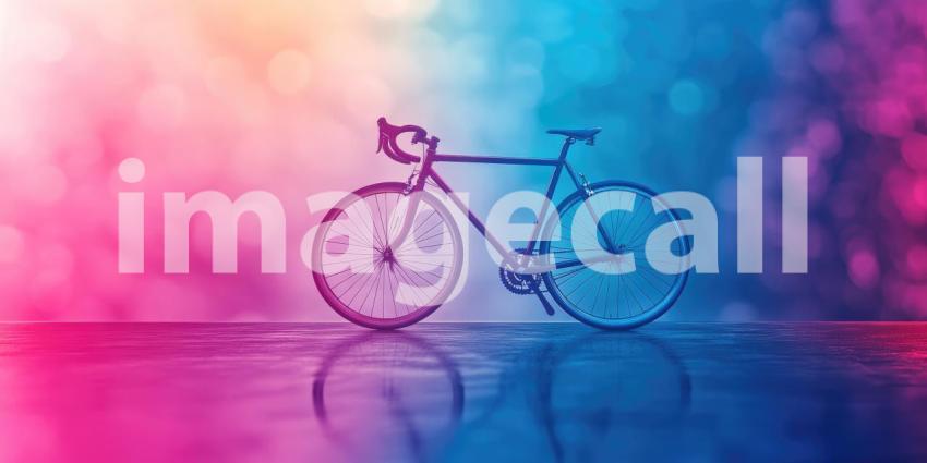 Cityscape Rainscape. A red bicycle stands alone on a wet city street at night, illuminated by colorful lights. Perfect for urban, atmospheric, and travel themes.