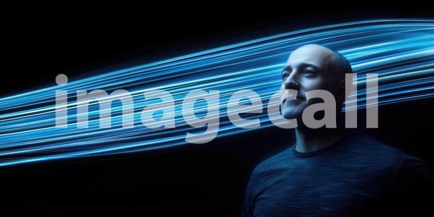 Abstract Blue Light Trails. Dynamic, futuristic background with swirling, glowing lines. Perfect for technology, speed, and energy themes.