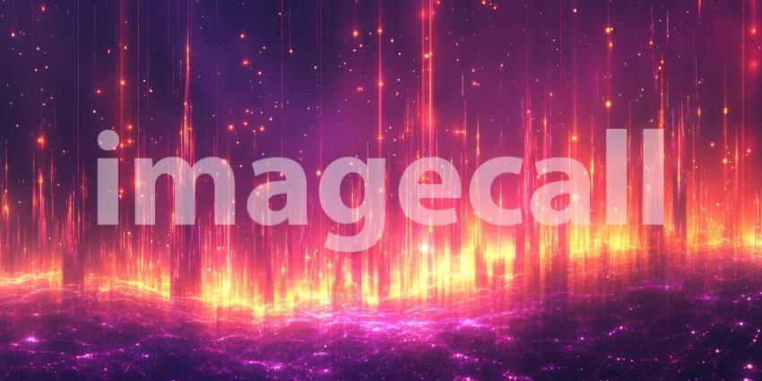 Red Digital Matrix Tunnel. Abstract, futuristic background with glowing lines and binary code. Perfect for technology, data, and virtual reality themes.