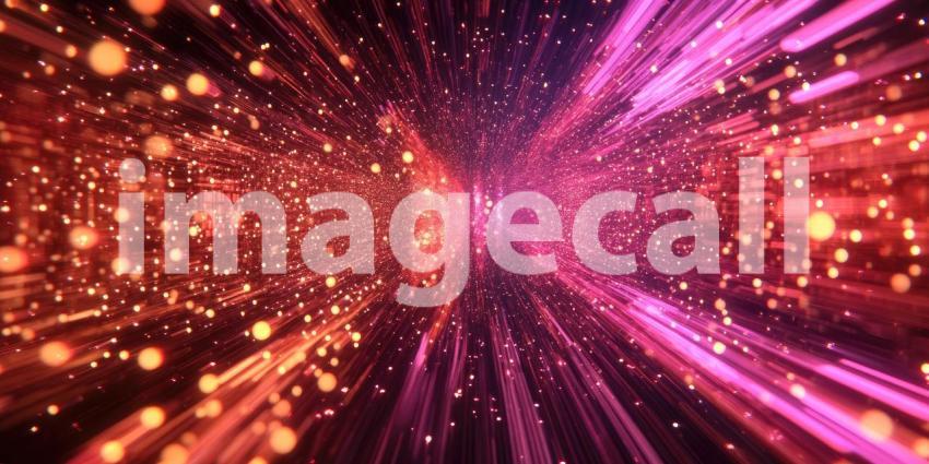 Red Digital Matrix Tunnel. Abstract, futuristic background with glowing lines and binary code. Perfect for technology, data, and virtual reality themes.