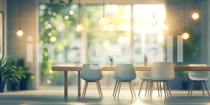 Modern Office Lounge Area. Stylish workspace with comfortable chairs, a wooden table, and natural light. Perfect for business, interior design, and corporate themes.