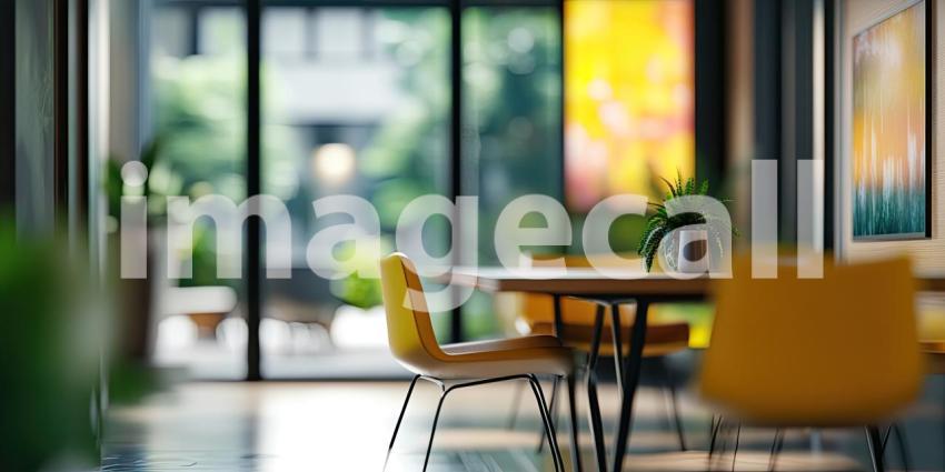 Modern Office Lounge Area. Stylish workspace with comfortable chairs, a wooden table, and natural light. Perfect for business, interior design, and corporate themes.