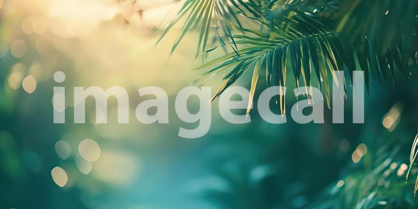 Tropical Sunlight Through Palm Leaves. Sunlight filters through lush foliage, creating a warm and inviting atmosphere. Perfect for nature, travel, and summer themes.