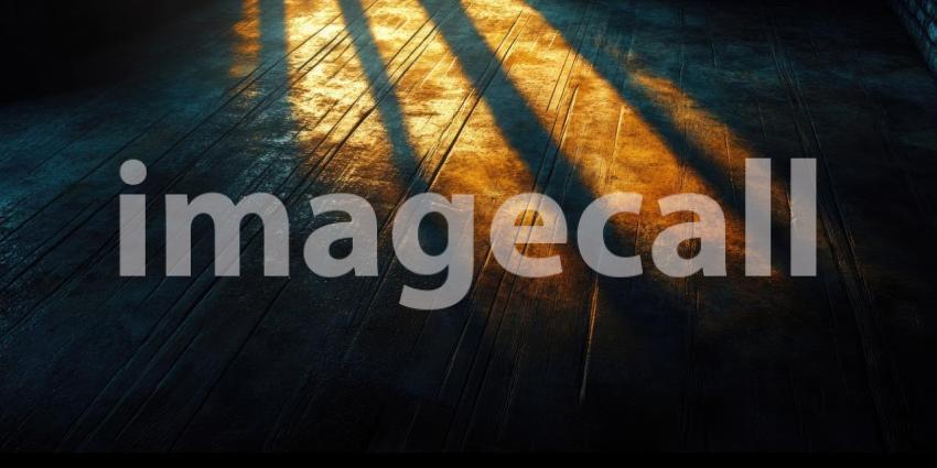 Sunlight Streaming Through Window in Empty Room. Dramatic light and shadow play in a minimalist interior with a closed door. Perfect for interior design, atmospheric, and moody themes.