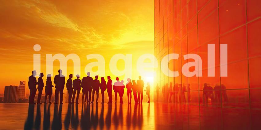 Detailed Architectural Scale Model Showcasing a Modern Multi-Story Building with Glass Facades, Lush Landscaping, and Dynamic Human Activity