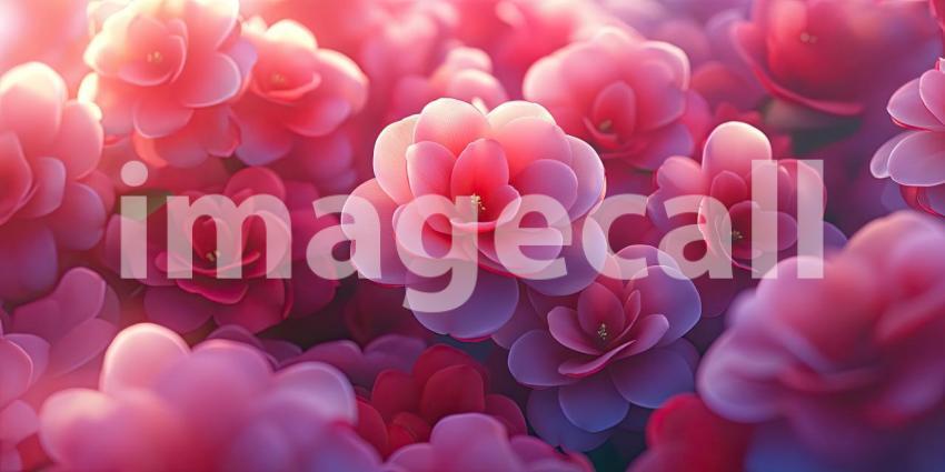 Field of Delicate Pink Flowers. A close-up of a vibrant field of blooming flowers bathed in warm sunlight. Perfect for spring, nature, and feminine themes.