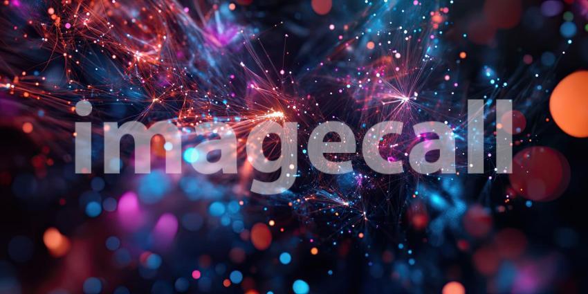 Cosmic Energy Field. A swirling abstract background with vibrant colors and glowing particles. Perfect for science fiction, technology, and energy themes.