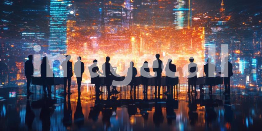 Detailed Architectural Scale Model Showcasing a Modern Multi-Story Building with Glass Facades, Lush Landscaping, and Dynamic Human Activity