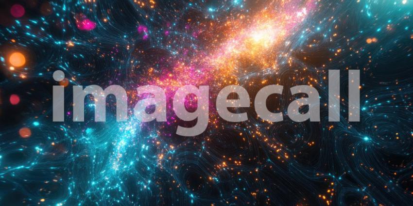 Cosmic Energy Field. A swirling abstract background with vibrant colors and glowing particles. Perfect for science fiction, technology, and energy themes.