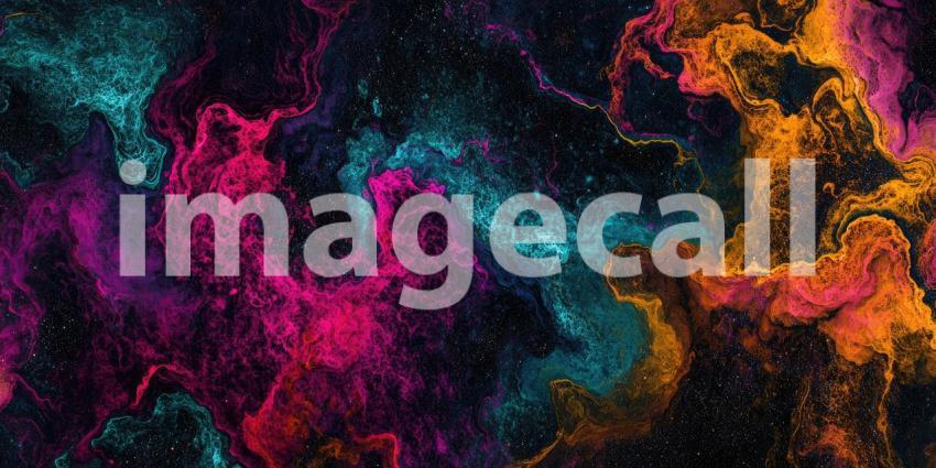 Cosmic Nebula Abstract Art. A swirling mass of vibrant colors resembling a celestial nebula. Perfect for space, science fiction, and psychedelic themes.