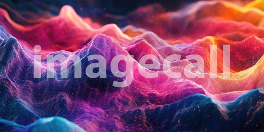 Abstract Colorful Mountain Range. A vibrant digital landscape with swirling, textured mountains. Perfect for science fiction, technology, and abstract themes.