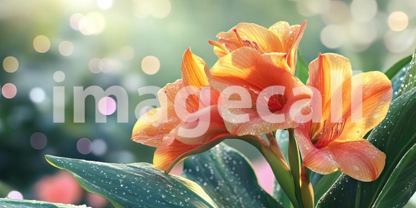 Morning Dew on Orange Lilies. Sunlight illuminates a field of vibrant orange lilies with glistening morning dew. Perfect for nature, spring, and floral themes.