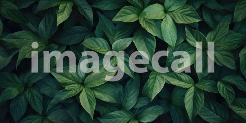 Lush Green Foliage Background. A vibrant texture of fresh leaves in a dark forest. Perfect for nature, botanical, and organic themes.