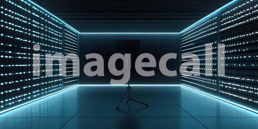 Retro Microphone on Stage. Vintage microphone illuminated by red spotlights on a dark stage. Perfect for music, performance, and entertainment themes.