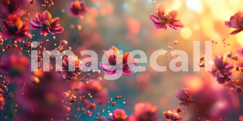 Surreal Floral Abstract. A psychedelic field of vibrant, translucent flowers with glowing details. Perfect for fantasy, psychedelic, and artistic themes.