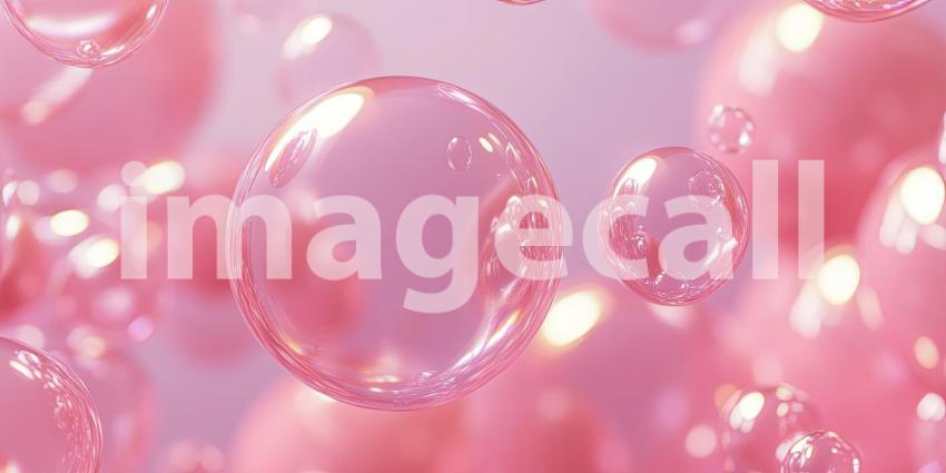 Floating Pink Bubbles. A cluster of iridescent soap bubbles against a pastel background. Perfect for beauty, skincare, and dreamlike themes.