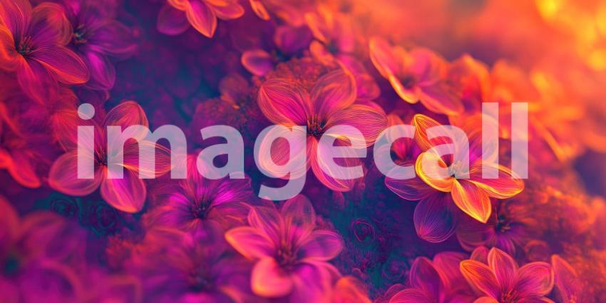 Surreal Floral Abstract. A psychedelic field of vibrant, translucent flowers with glowing details. Perfect for fantasy, psychedelic, and artistic themes.