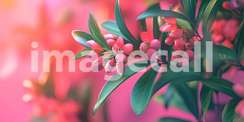 Purple Flowers in Lush Green Foliage. A vibrant texture of dark green leaves with scattered purple blossoms. Perfect for nature, botanical, and floral themes.