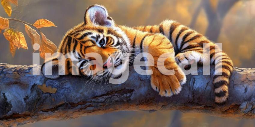 Adorable Tiger Cub in Golden Light. A playful tiger cub basking in the warm sunlight.