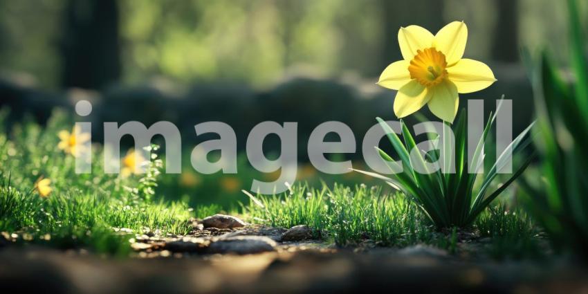 Golden Hour Daffodils. A field of blooming daffodils bathed in warm sunlight.