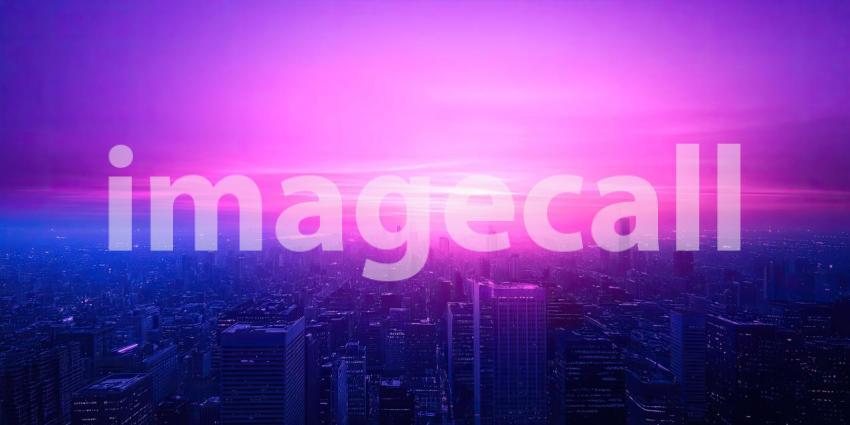 Surreal Mountain Range at Twilight. A panoramic view of a majestic mountain range bathed in a vibrant purple and blue light, evoking a sense of otherworldly beauty.