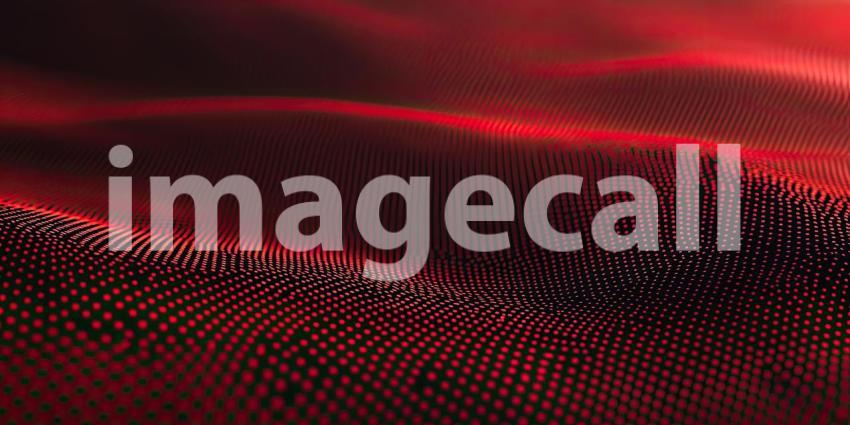 Dynamic Red Particle Wave. A mesmerizing abstract background composed of swirling red particles creating a dynamic and energetic wave pattern.