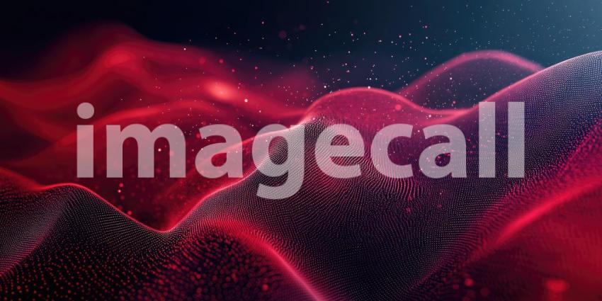 Dynamic Red Particle Wave. A mesmerizing abstract background composed of swirling red particles creating a dynamic and energetic wave pattern.