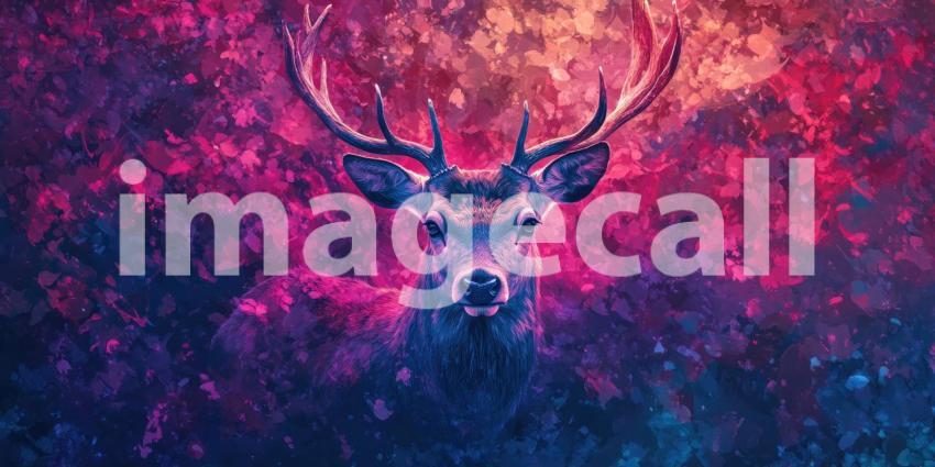 Serene Mountain Landscape with Deer by a Crystal-Clear Lake