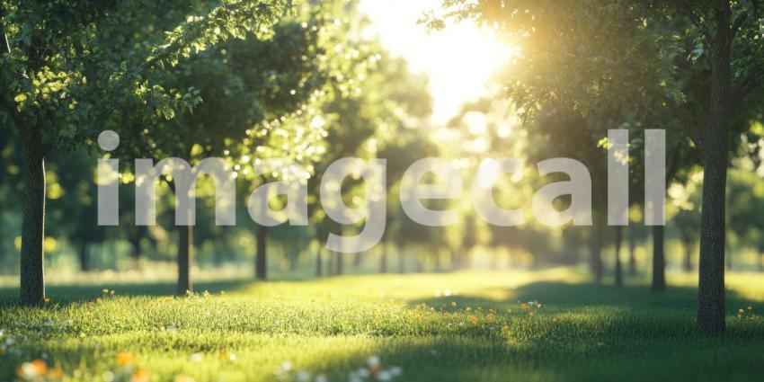 Sunlit Path Through a Lush Green Forest