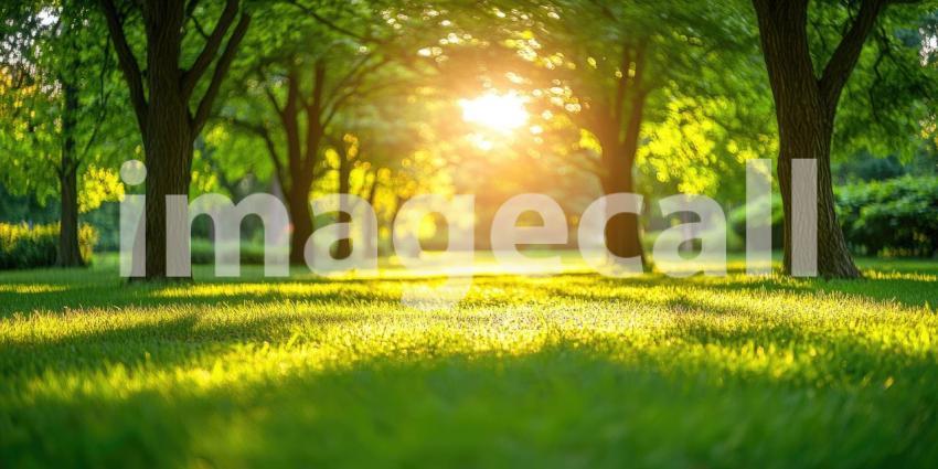 Sunlit Path Through a Lush Green Forest