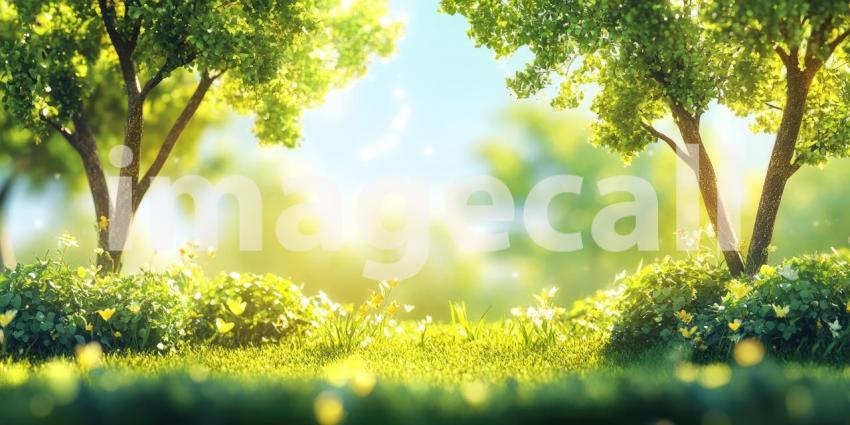 Sunlit Path Through a Lush Green Forest