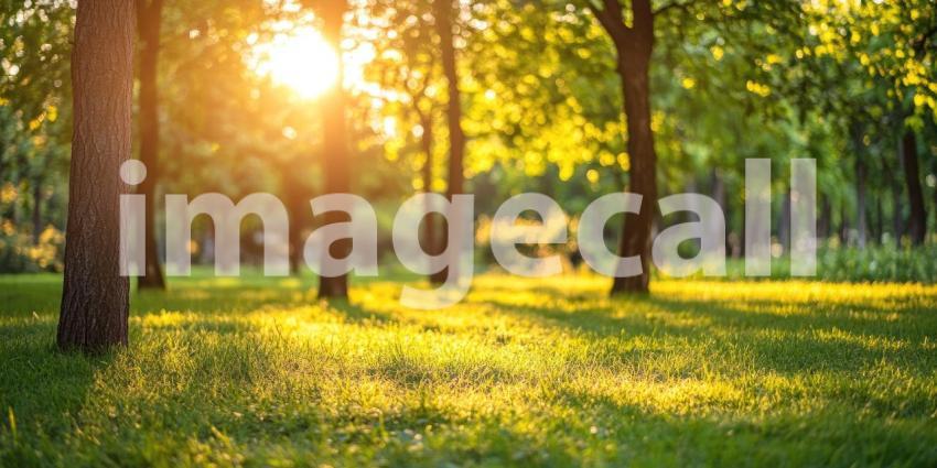 Sunlit Path Through a Lush Green Forest