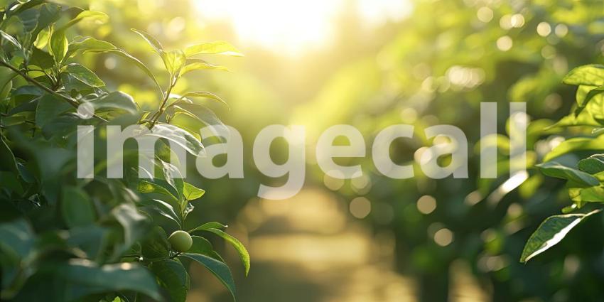Sunlit Path Through a Lush Green Forest