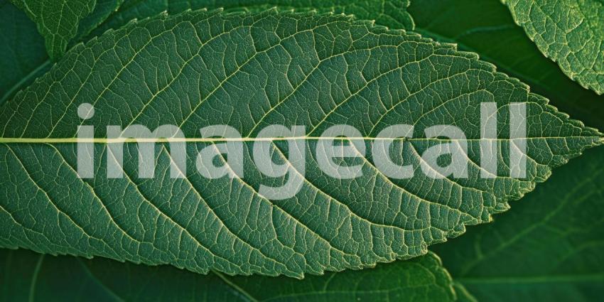 Intricate Leaf Vein Texture. A close-up of a vibrant green leaf showcasing its intricate network of veins and organic patterns.