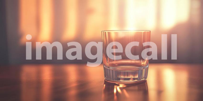Empty Glass in Warm Sunset Light