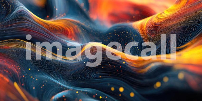 Abstract Digital Landscape with Glowing Particles