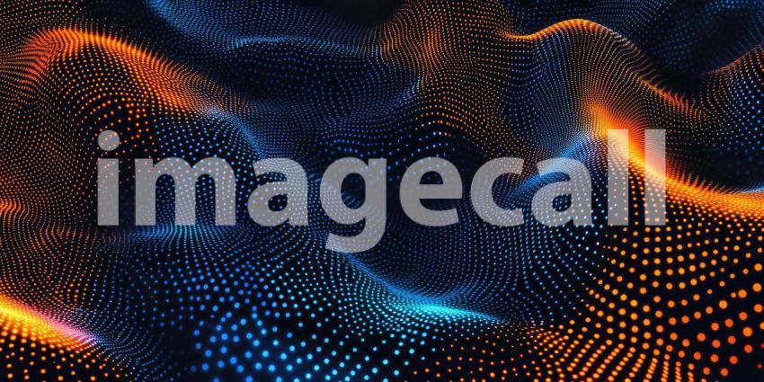 Abstract Digital Landscape with Glowing Particles