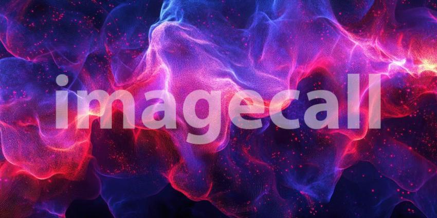 Abstract Digital Landscape with Glowing Particles
