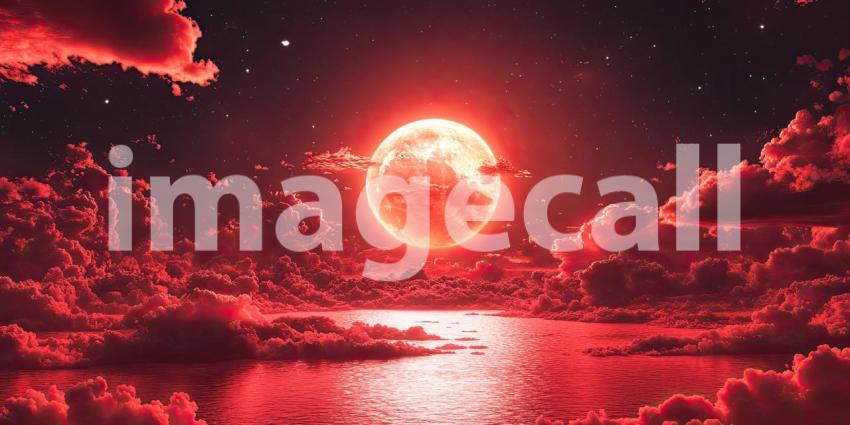 Abstract Crimson Nebula, a Cosmic Dance of Fiery Hues