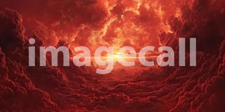 Abstract Crimson Nebula, a Cosmic Dance of Fiery Hues