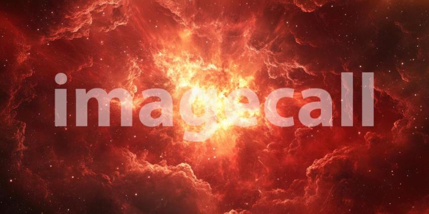 Abstract Crimson Nebula, a Cosmic Dance of Fiery Hues