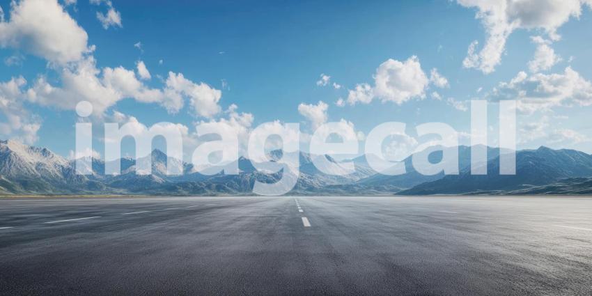 Scenic Road Winds Through a Vast Landscape, Leading Towards Majestic Mountains.