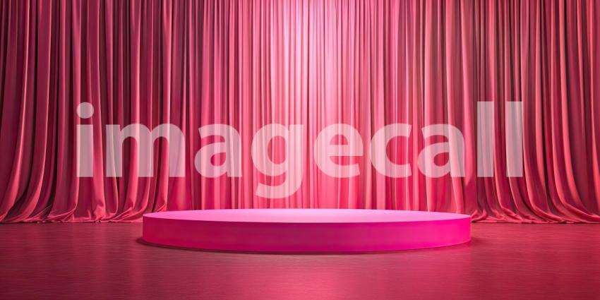 Spotlight on a Circular Stage, Bathed in a Dreamy Pink Glow.
