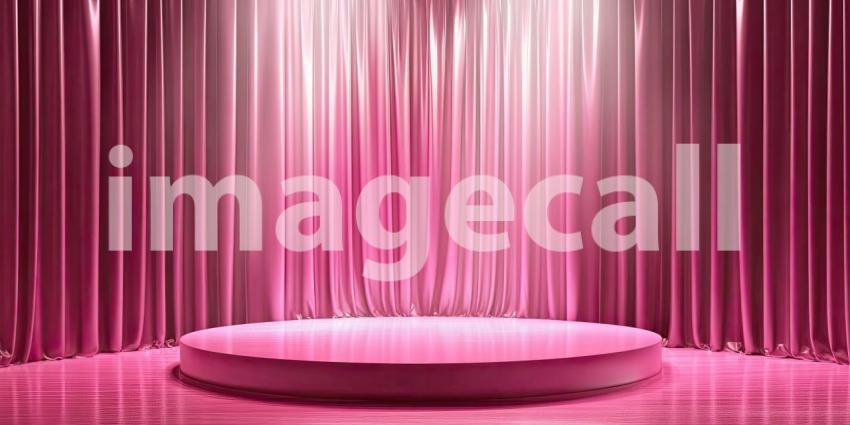 Spotlight on a Circular Stage, Bathed in a Dreamy Pink Glow.