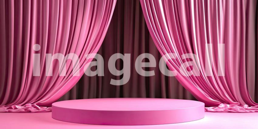 Spotlight on a Circular Stage, Bathed in a Dreamy Pink Glow.