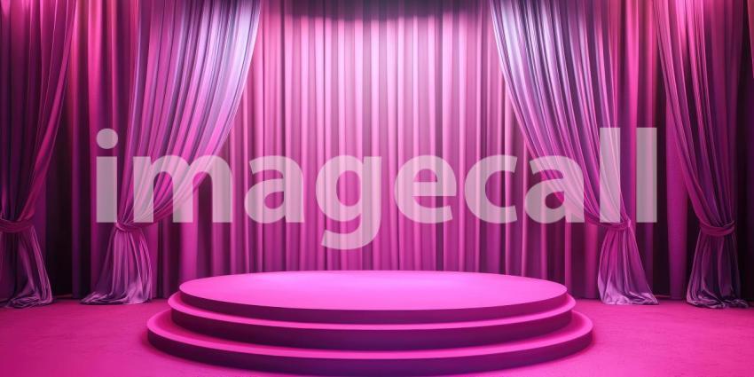 Spotlight on a Circular Stage, Bathed in a Dreamy Pink Glow.