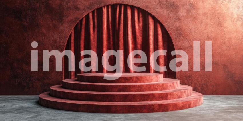 Minimalist Product Display with Lush Greenery and a White Podium.