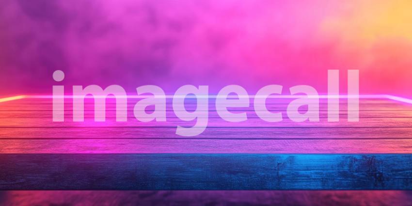 Neon Lights Illuminate a Dark Wooden Stage, Setting the Scene for a Vibrant Performance.