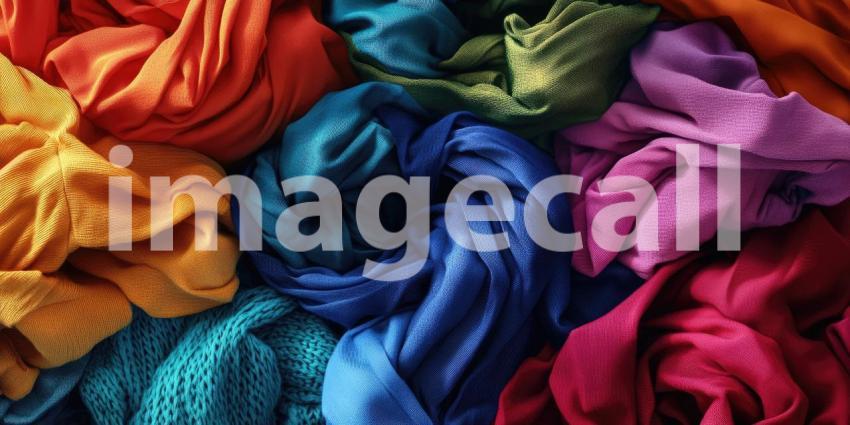 A Kaleidoscope of Colors: A Pile of Colorful Fabrics in a Rainbow of Hues.