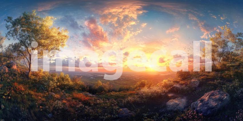 Celestial Panorama: Starry Sky Reflected in a Tranquil Lake at Dusk.